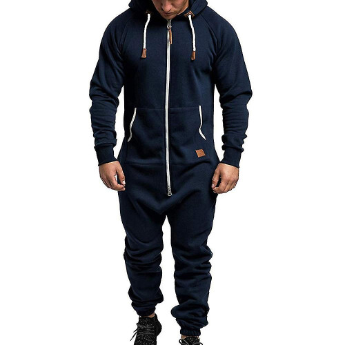 (Navy Blue, 2XL) Men Jumpsuit One Piece-y