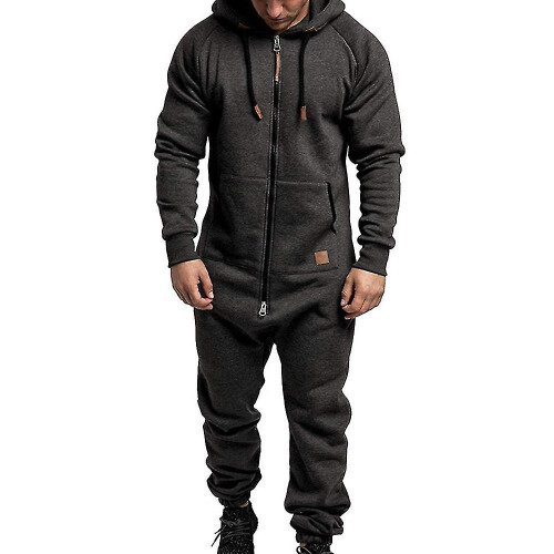 (Dark Grey, XL) Men Jumpsuit One Piece-y