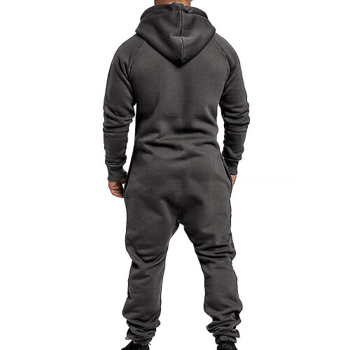(Dark Grey, XL) Men Jumpsuit One Piece-y 2