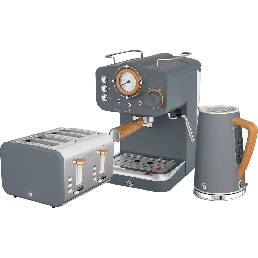 1.7L Kettle, 4 Slice Toaster & Espresso Coffee Machine Retro Triple Pack