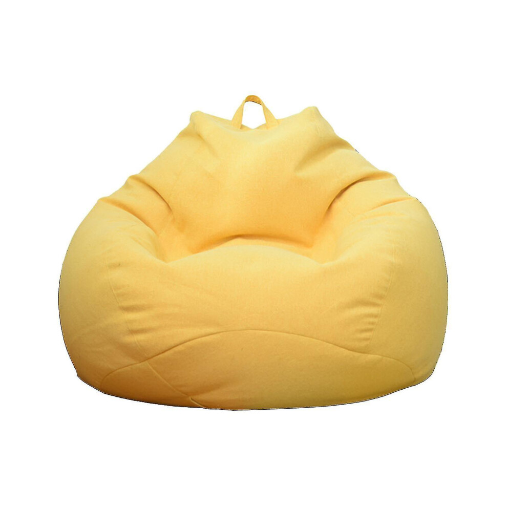 (Yellow, 80 * 90cm) New Extra Large Bean Bag Chairs Couch Sofa Cover Indoor Lazy Lounger For Adults Kids (only Cover)