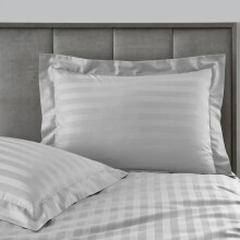 (Silver, Pillowcase Pair: 50 X 75 cm) Stripe Duvet Quilt Cover Reversible Bedding Set with Pillowcases