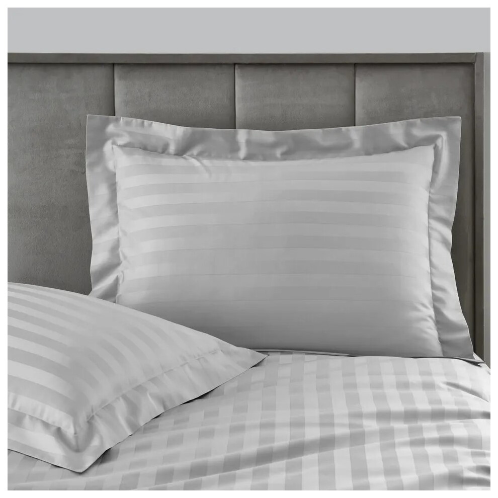 (Silver, Pillowcase Pair: 50 X 75 cm) Stripe Duvet Quilt Cover Reversible Bedding Set with Pillowcases