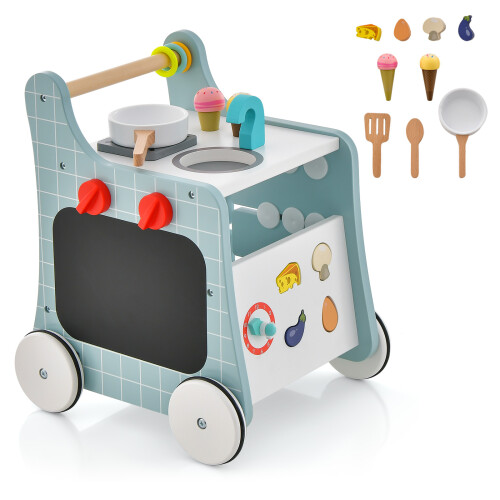 Costway 6-in-1 Baby Walker Push and Pull Stroller W/ Play Kitchen 12+ Months