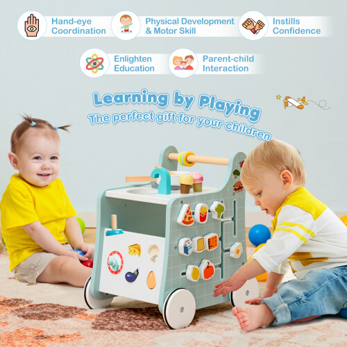 Costway 6-in-1 Baby Walker Push and Pull Stroller W/ Play Kitchen 12+ Months 1