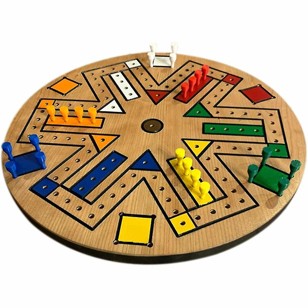 Fast Track Board Game Wooden Aggravation Game Board With 6 Colors 24 Dice Pieces