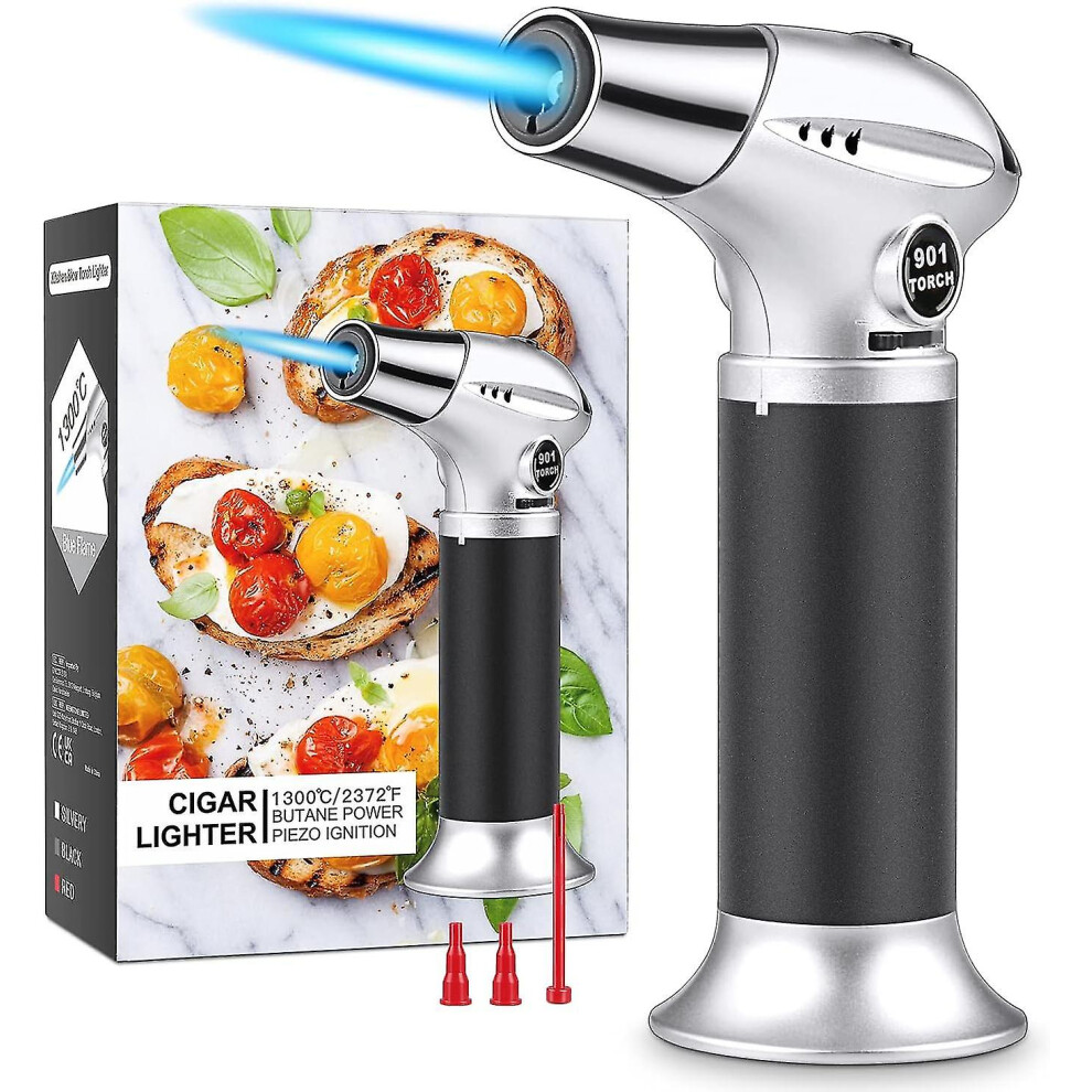 Kitchen Blowtorch Refillable Lighter Adjustable Blowtorch Flame Butane Gas Torch With Safety Lock Kitchen Diy Craft Bbq Baking Creme Brulee Soldering