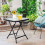 Costway 18" Foldable Garden Table Glass Side Bistro Table W/ Metal Frame Black 9