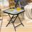 Costway 18" Foldable Garden Table Glass Side Bistro Table W/ Metal Frame Black 5