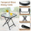 Costway 18" Foldable Garden Table Glass Side Bistro Table W/ Metal Frame Black 7