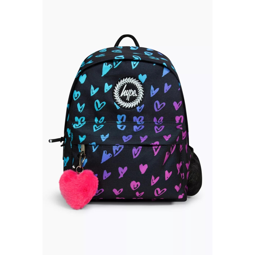 Hype. Unisex Pink,Multicoloured Hype Scribble Heart Pink Crest Backpack