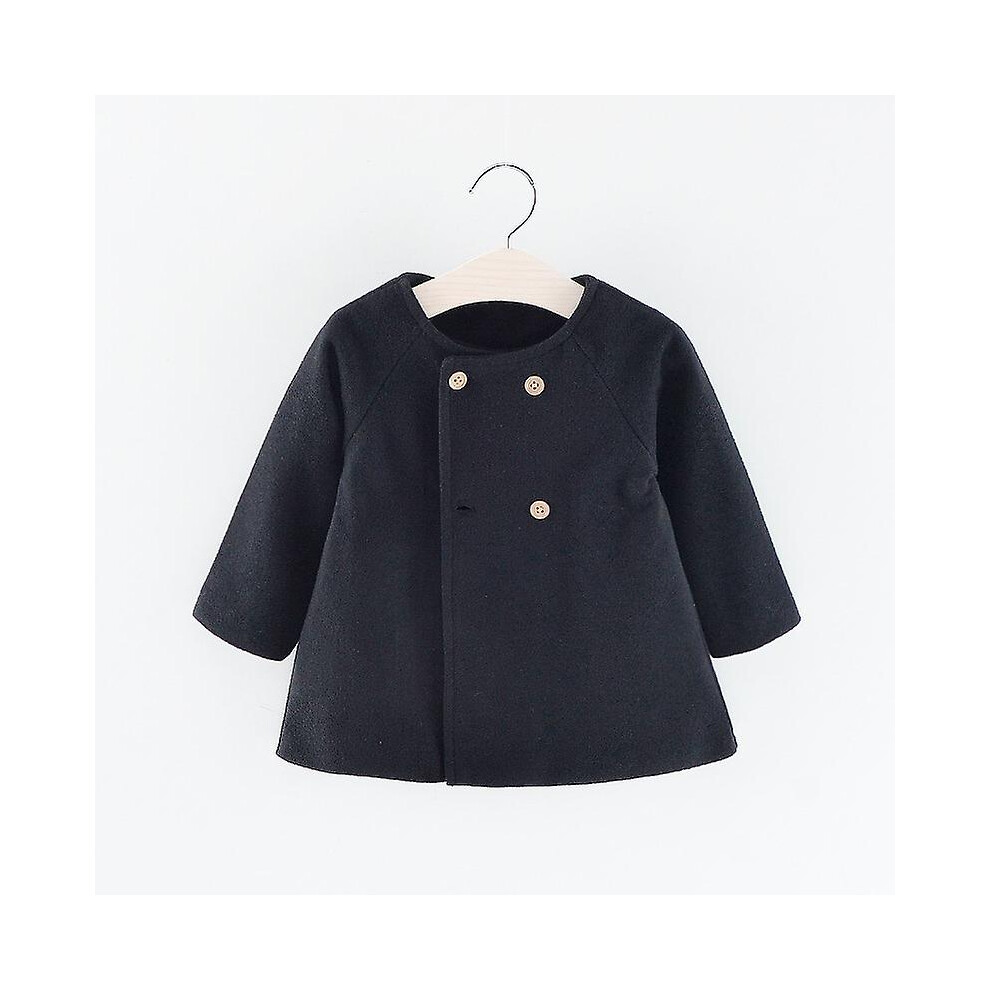 (Black, 2-3 Years) Baby Toddler Girls Collarless Trench Coat Poncho Cloak Button Jacket Outwear