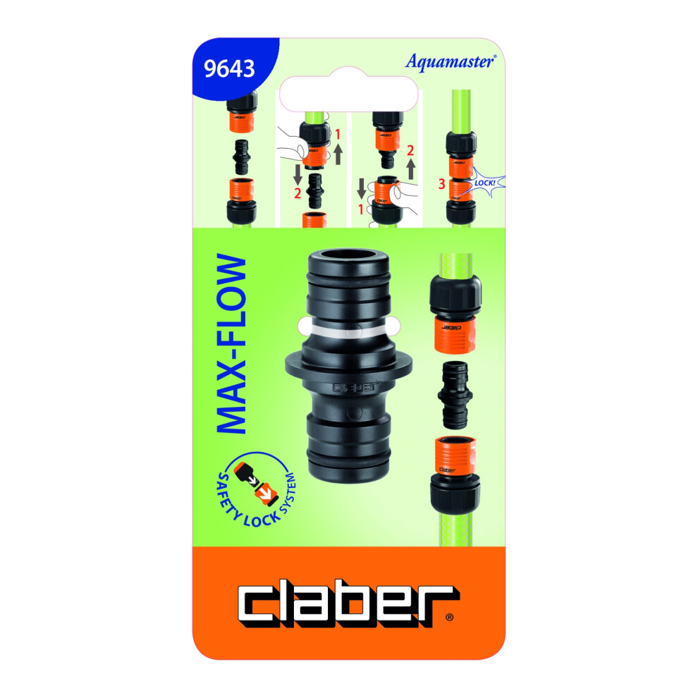 Hose Pipe Adaptor 3/4 Inch 2-Way Claber 9643 Max Flow