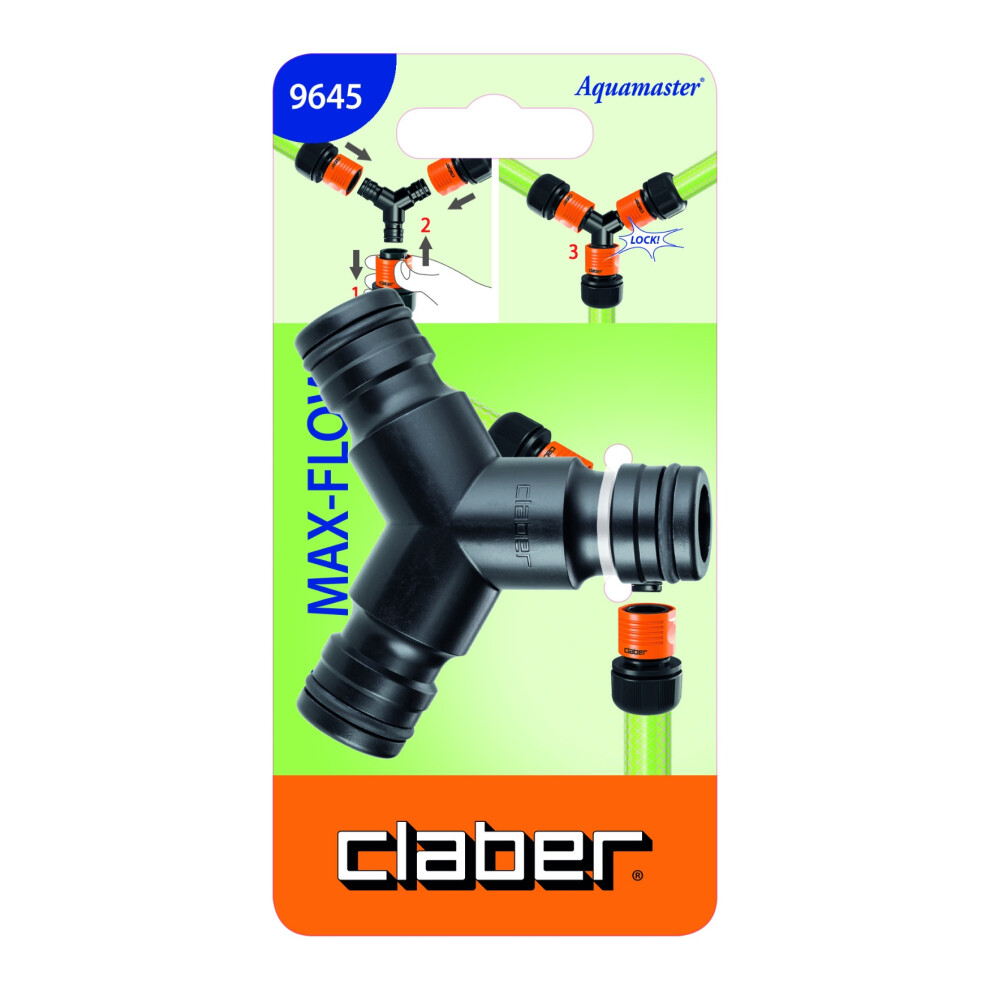 3-Way Adaptor for 3/4-Inch Hosepipes.  Claber Max Flow 9645