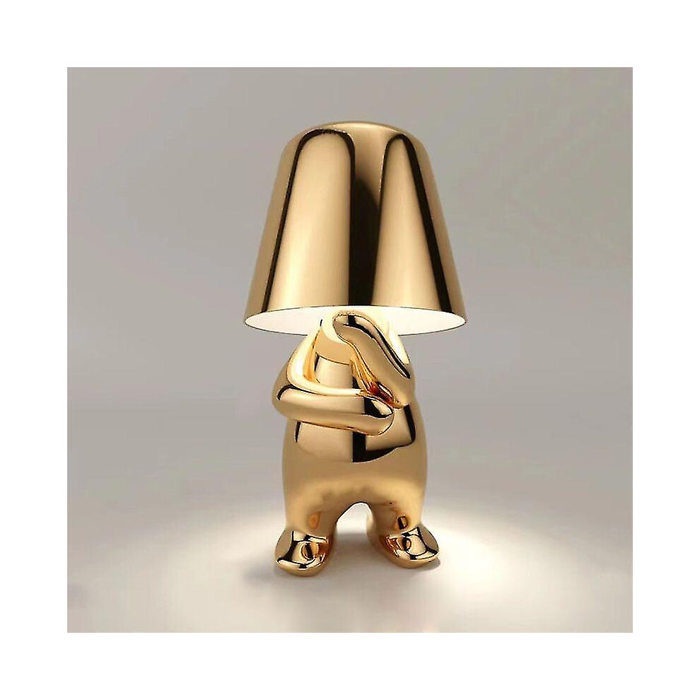 (Mr A) Creative Lights For Gift; Thinker Lamp Collection; Bedside Touch Control Table Lamp Cordless Led Nightstand Desk Lamp Creative Golden Man With Dimmabl