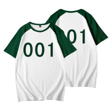 (001, XXL) Squid Game Short Sleeve T-shirt Number Printed Top Cosplay