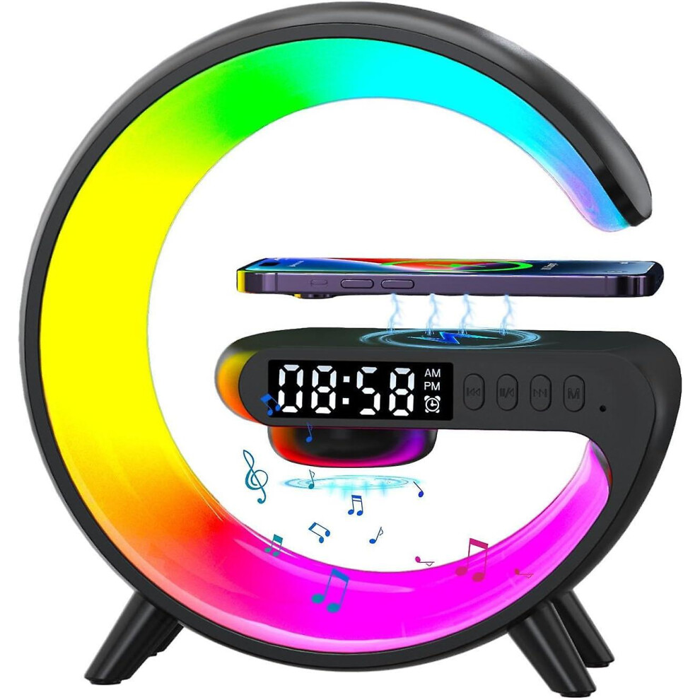 Wireless Speaker Charger Light, 3 In 1 Bedside Lamp With Alarm Clock Speaker, Night Light, Wireless Speaker Charger Led Light Up, Bedroom Atmosphere