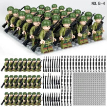 (Style D) 24pcs British German Soviet Army Square Army Military Building Block Set with Small Particle Assembly for Bottom Plate Toys