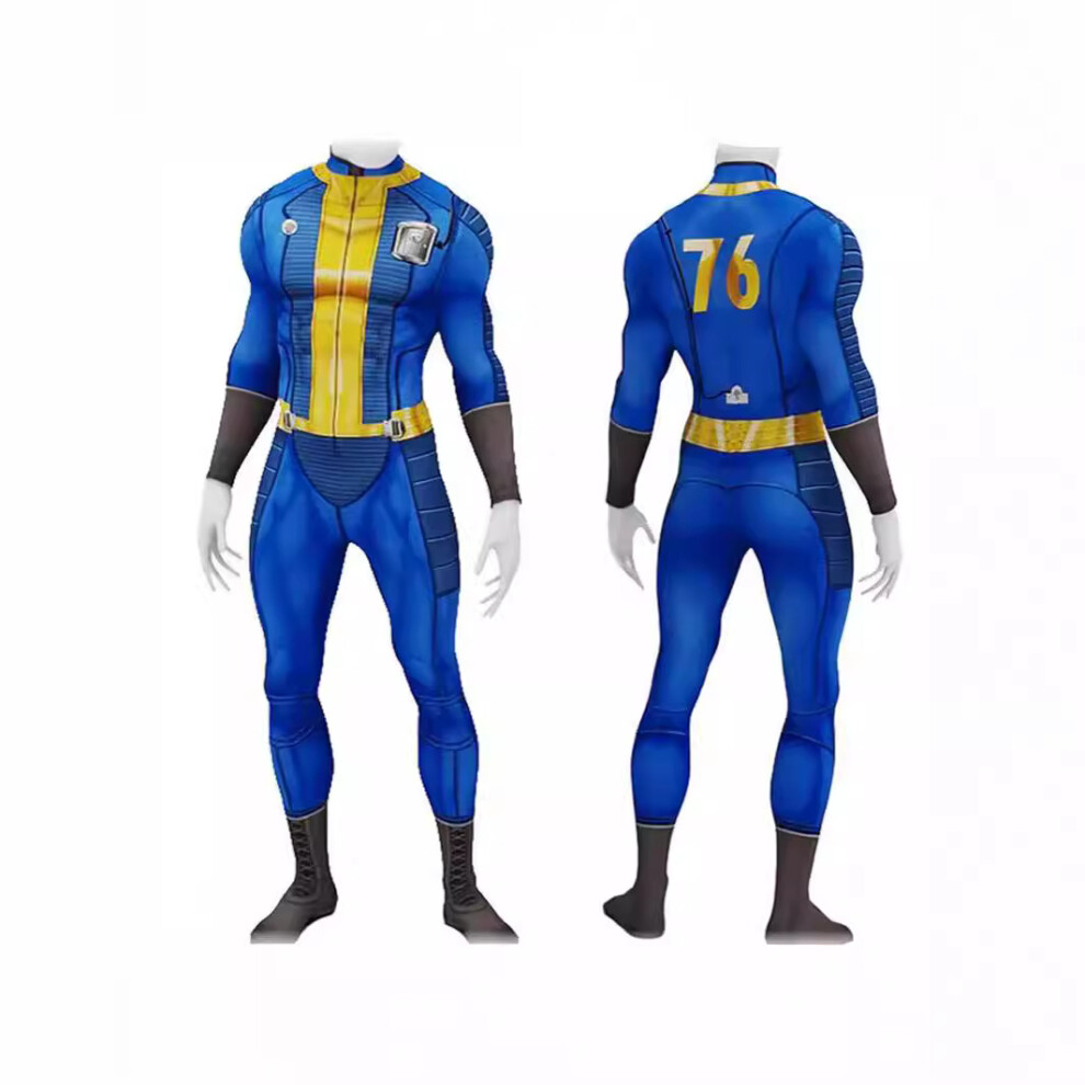 (Man Blue, Adults M) Fallout 4 Theme Game Character Cloth Set Stage Performance Five Clothing Cosplay