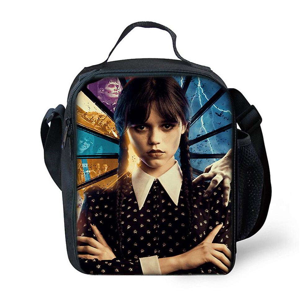 Wednesday Addams Lunch Bag Lunch Box Large Capacity Reusable Lunch Tote Bag Cute Lunch Storage With Handle Adjustable Strap Portable Leak Proof Lunch