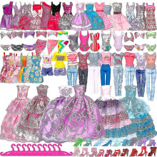 50pcs/set Barbie Doll Dresses Shoesjewellery Clothes Accessories Dress Up Game For 30cm Doll