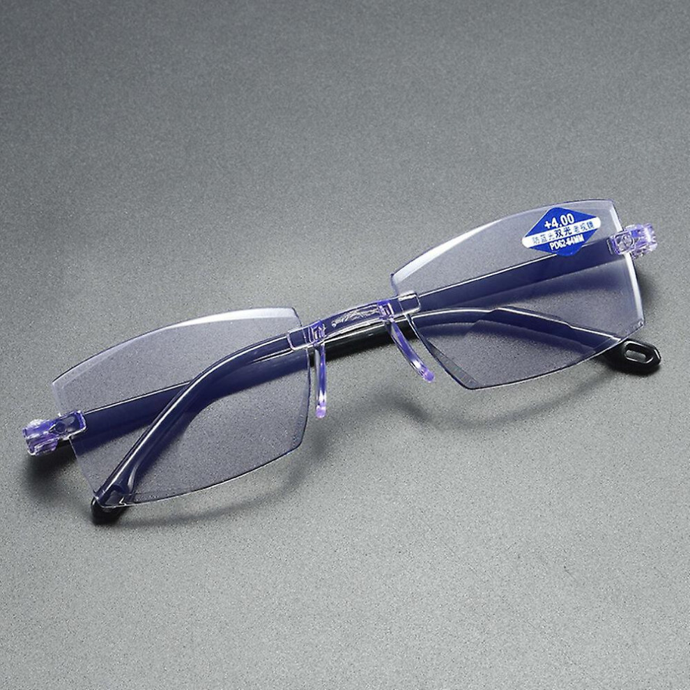 (2.5 Diopter) Frameless Reading Glasses Anti Eye Strain Blue Light Blocking Glasses Presbyopic Eyeglasses Gift For Elderly Parents