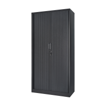 (Black) Tambour Lockable Steel Office Cupboard Cabinet