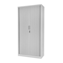 (Grey) Tambour Lockable Steel Office Cupboard Cabinet