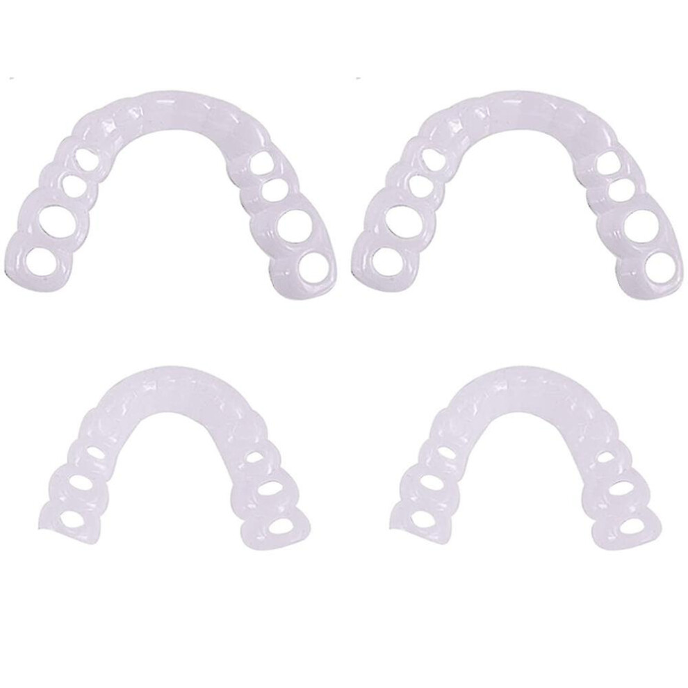 2 Pairs Instant Veneers Dentures, Cosmetic Veneers Teeth Temporary Dentures Fake Teeth Smile Teeth Veneers Top And Bottom Snap On Dentures Clip In Ven
