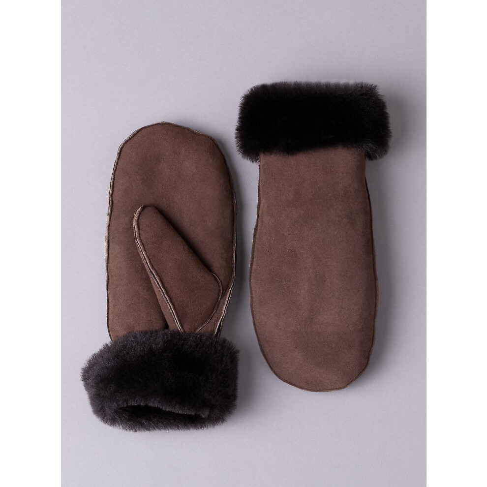 Ladies' Classic Sheepskin Mittens In Dark Brown Better1