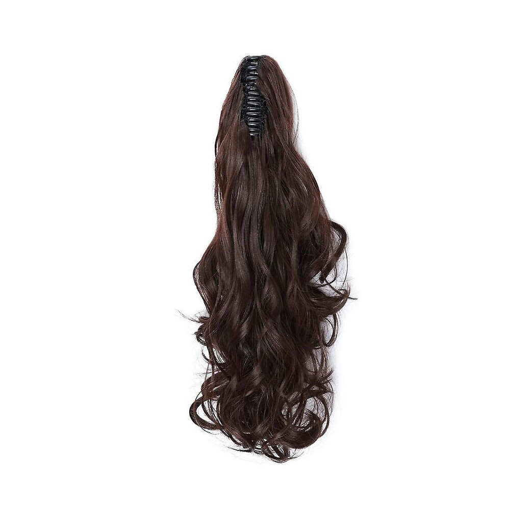 (mediumbrown) 18" Long Curly Ponytail Extension Claw Clip On Ponytail For Women