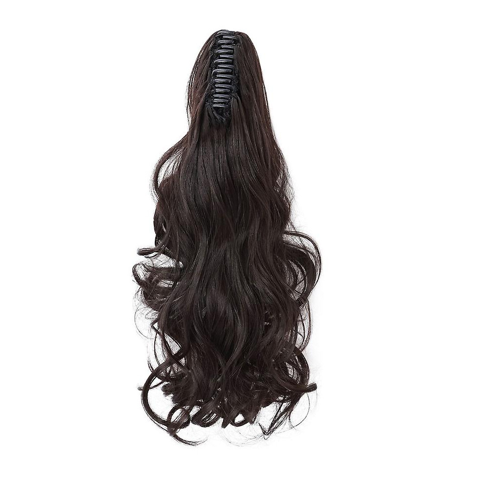 (darkbrown) 18" Long Curly Ponytail Extension Claw Clip On Ponytail For Women