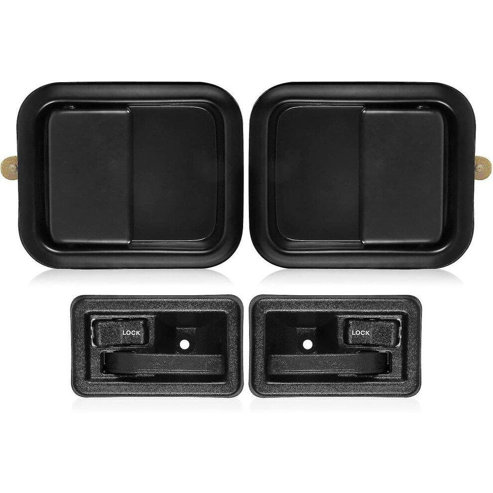 Door Handle Compatible With 1991-2004 Jeep Wrangler Yj Tj Left Driver / Right Passenger Exterior Outside Outer Interior Inside Inner Handle 3010291180289