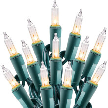 Clear String Lights 100 Count 25 Feet Incandescent Bulb Mini Lights Green Wire