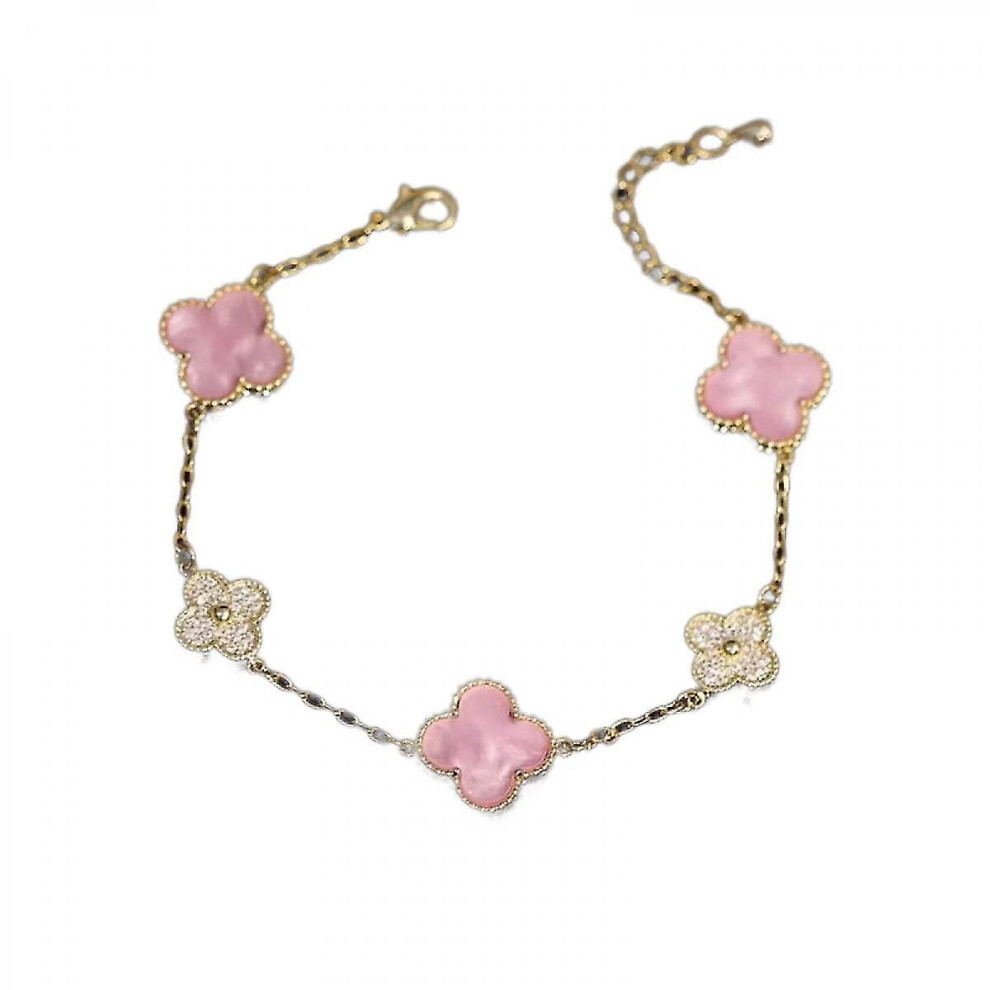 Four Leaf Clover Bracelet For Women Stainless Steel Lucky 4 Leaf Link Bracelet Wrist Dangle Jewelry For Mother And Daughter