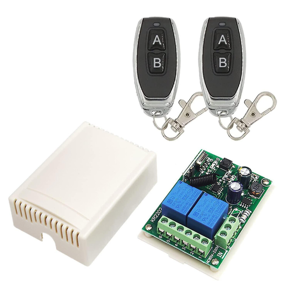 220v Ac 2 Channel Wireless Remote Control Switch, Rf Receiver 433mhz Relay Module With On/off Transmitter For Garage Door, Light, Home Use