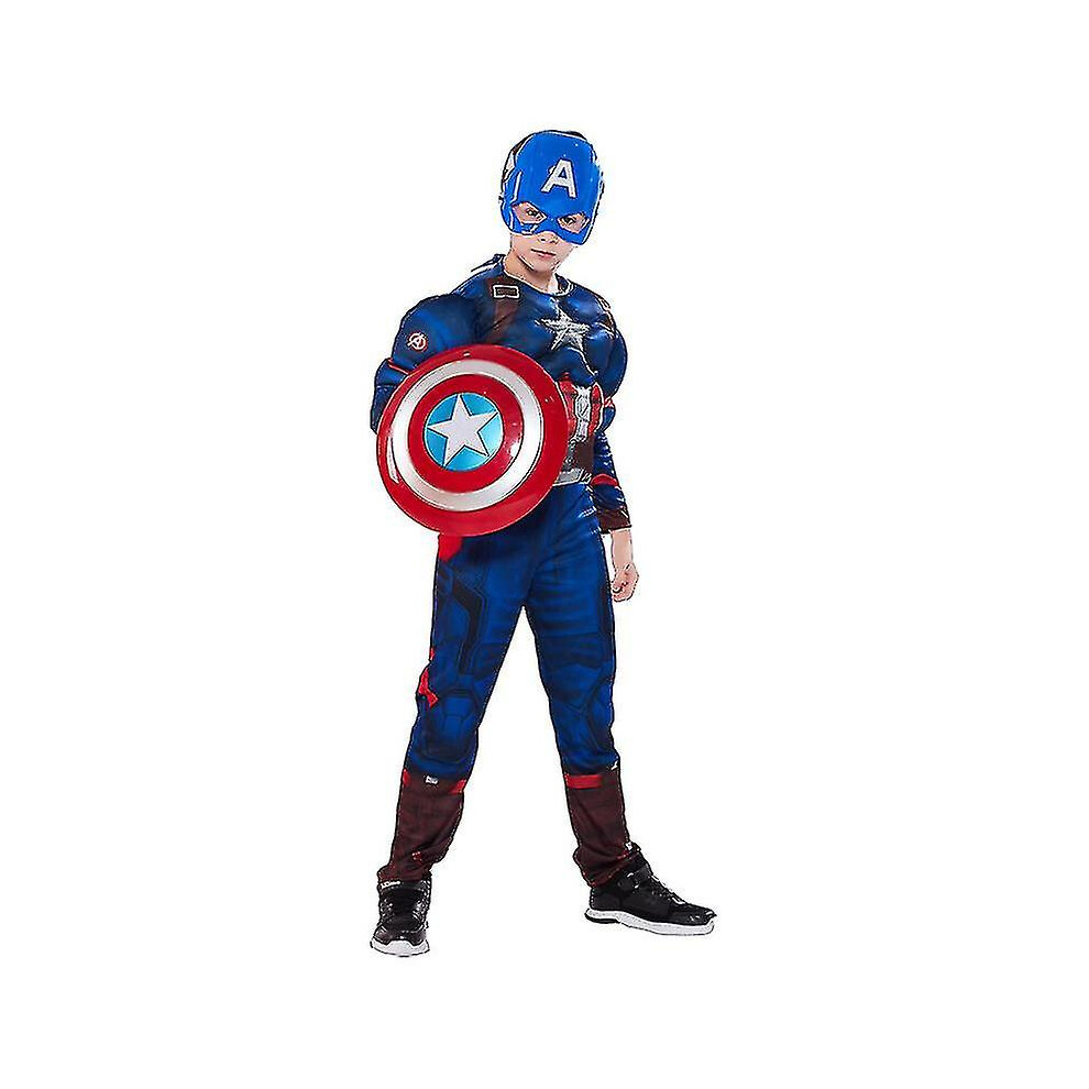 (Height 105-125Cm) Child Captain America Muscle Costume Superhero Captain America Cospla Not,Specified