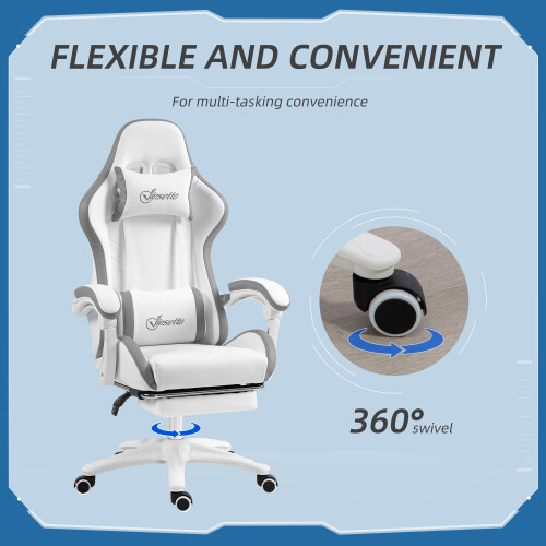 Vinsetto Vinsetto Racing Style Gaming Chair with Reclining Function Footrest, Grey 2