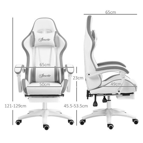 Vinsetto Vinsetto Racing Style Gaming Chair with Reclining Function Footrest, Grey 1
