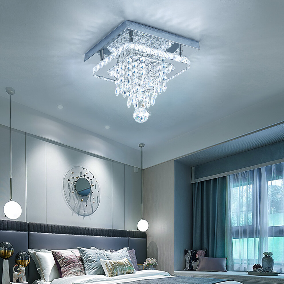 Modern Square Crystal Chandelier Crystal Ceiling Light with Droplets