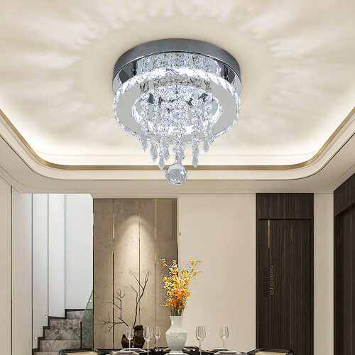 Living And Home Modern Circular Crystal Chandelier Crystal Ceiling Light with Droplets