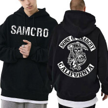 (Black, M) Sons Of Anarchy Samcro Graphic Hoodie Man Streetwear Spring Autumn Men Womnen High Quality Vintage Rock Punk Hoodies Sweatshirt