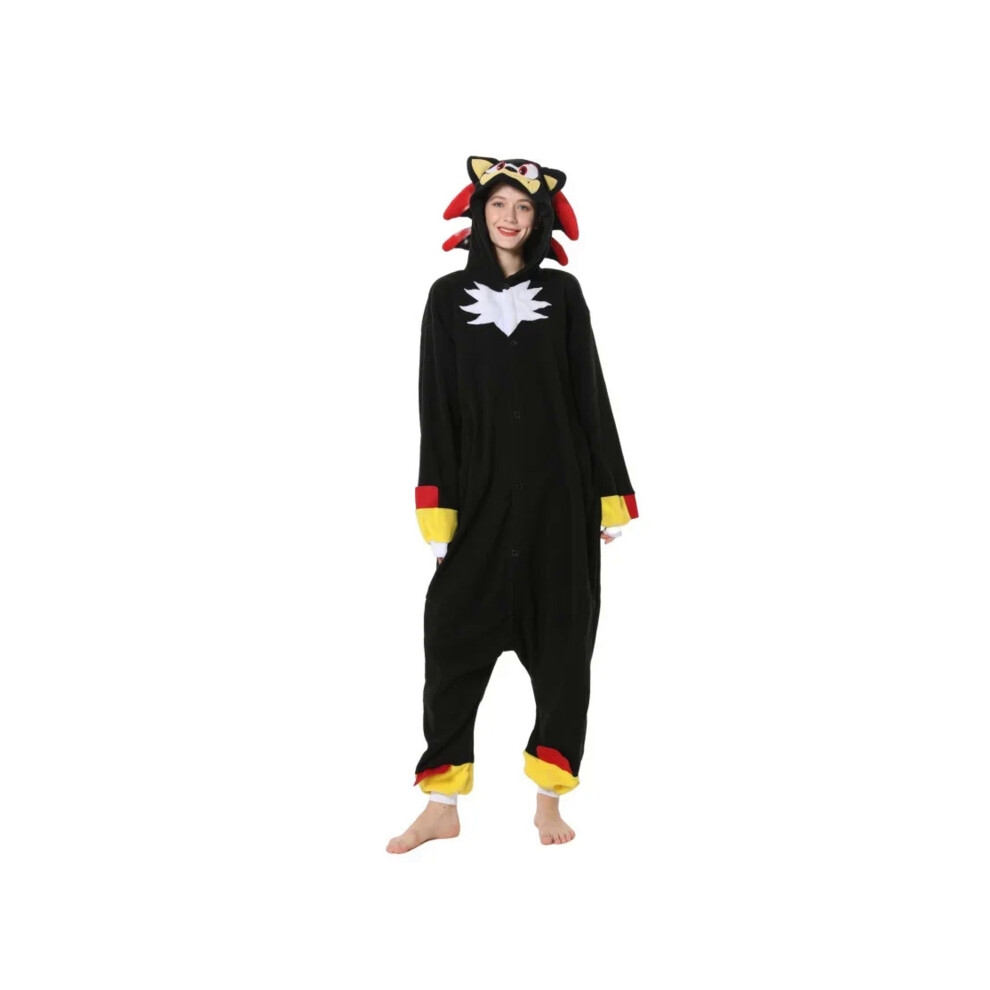 (Shadow the Hedgehog, XL) Anime Cartoon Kigurumi Onesies Pajamas Plush Winter Flannel Adult Kids Pajamas Sleepwear Bathrobe Keep Warm Cosplay Costume