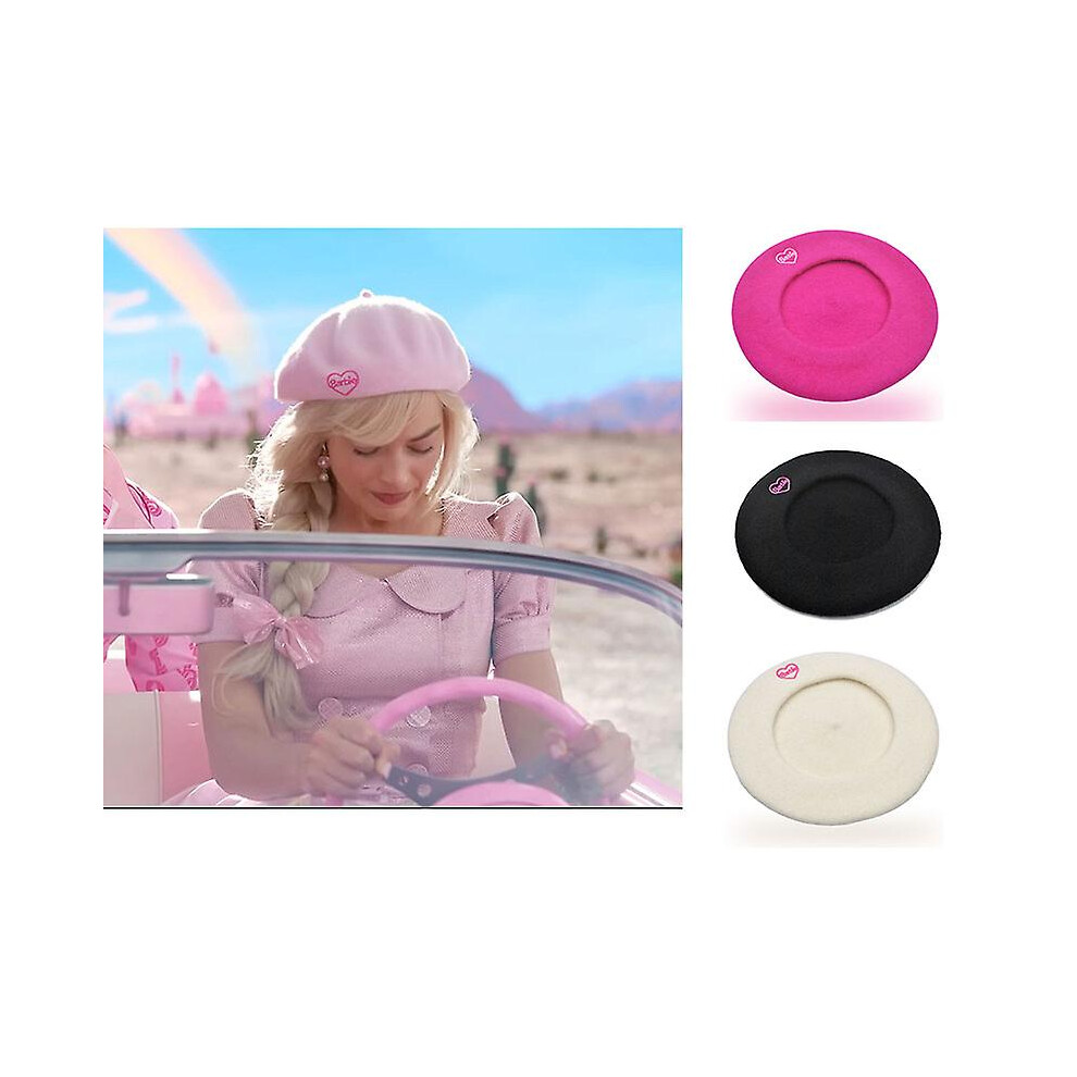 (Black) Womens Barbie Ool Beret Barbie Hat For Adult Ladies Girls Winter Warm Ool Pink Hat Cap
