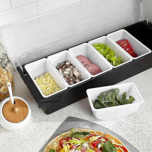 Detachable 6 Compartment Tray - Plastic Pizza Topping Station 2