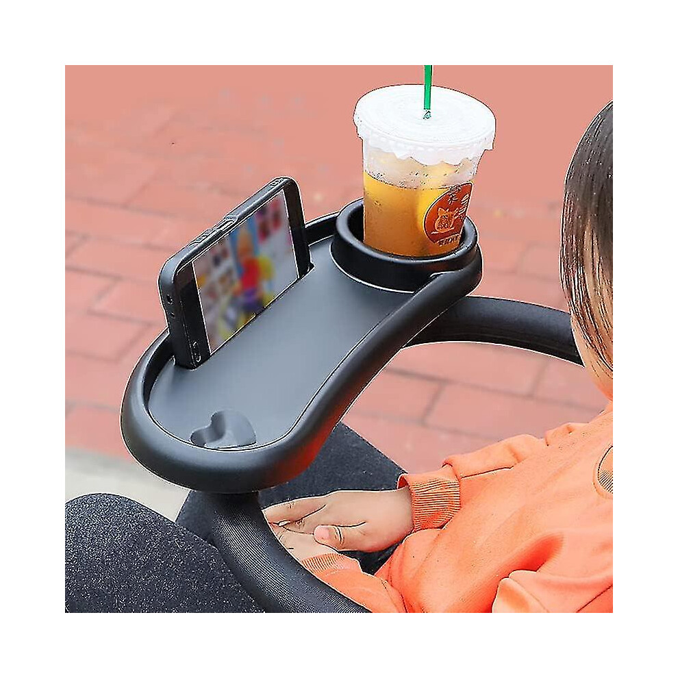 (Black) 3 In 1 Stroller Snack Tray With Cup Phone Holder,Universal Child Snack Tray For Most Strollers Black