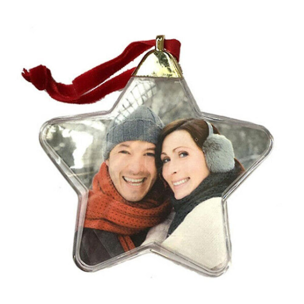 (Star) Christmas Diy Photo Insert Baubles Festival Hanging Gift Xmas Tree Decor