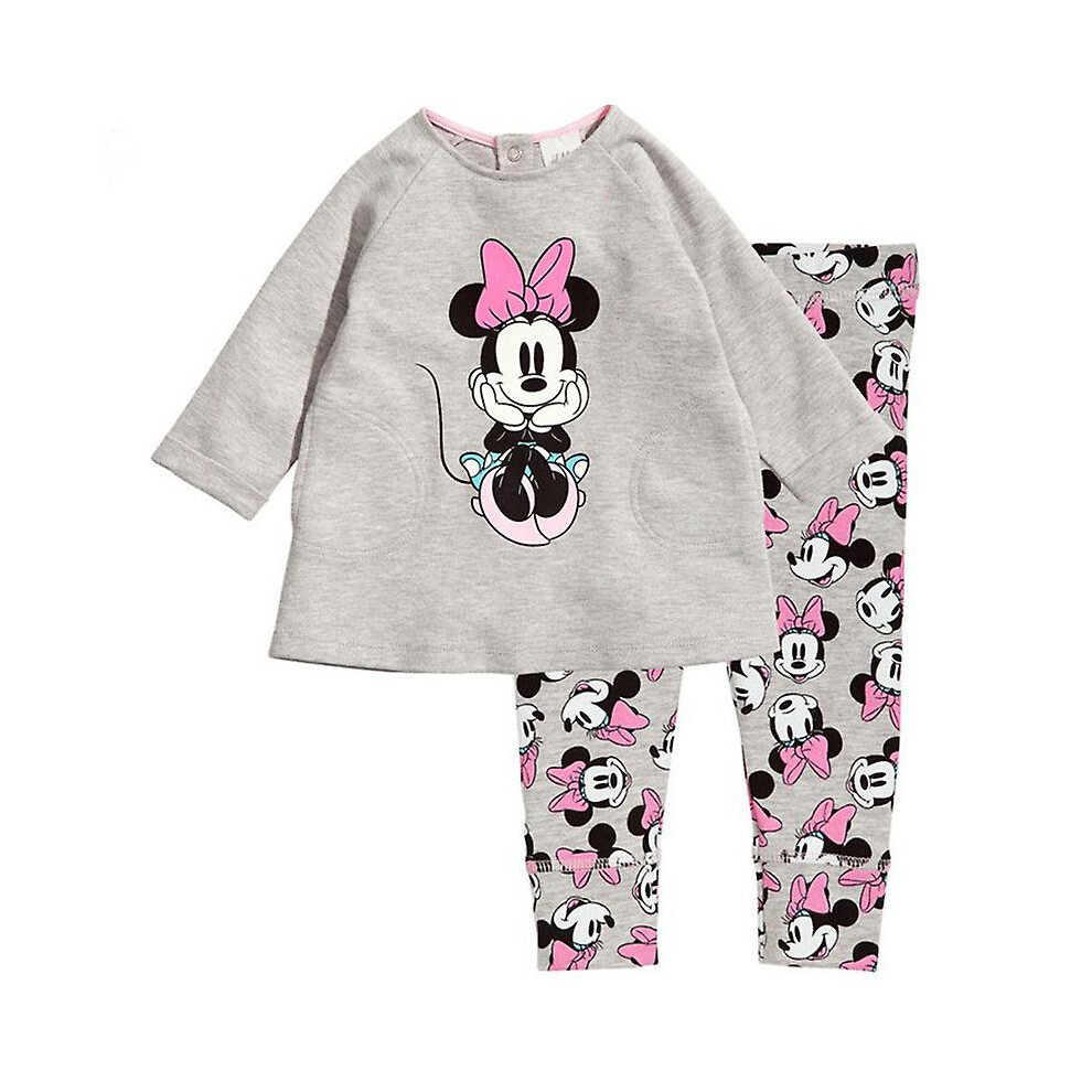 (Grey Minnie, 1-2 Years) Kids Baby Girls Boys Mickey Minnie Mouse Sleepwear Outfit Pyjamas Set Loungewear Pjs