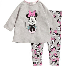 (Grey Minnie, 6-12 Months) Kids Baby Girls Boys Mickey Minnie Mouse Sleepwear Outfit Pyjamas Set Loungewear Pjs