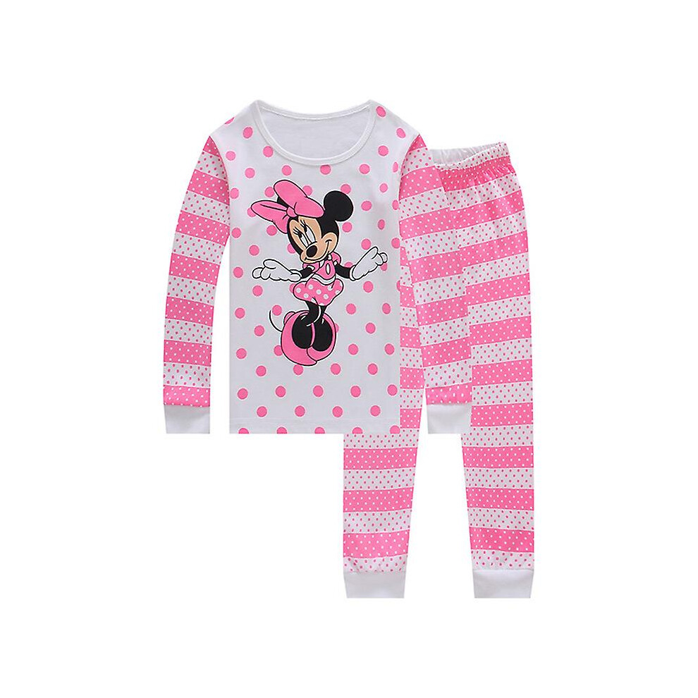 (Pink White Polka Dots Minnie, 4-5 Years) Kids Baby Girls Boys Mickey Minnie Mouse Sleepwear Outfit Pyjamas Set Loungewear Pjs
